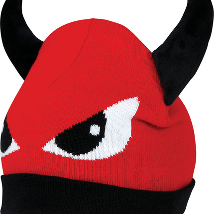 Diavolo rosso con cappello nero e occhi