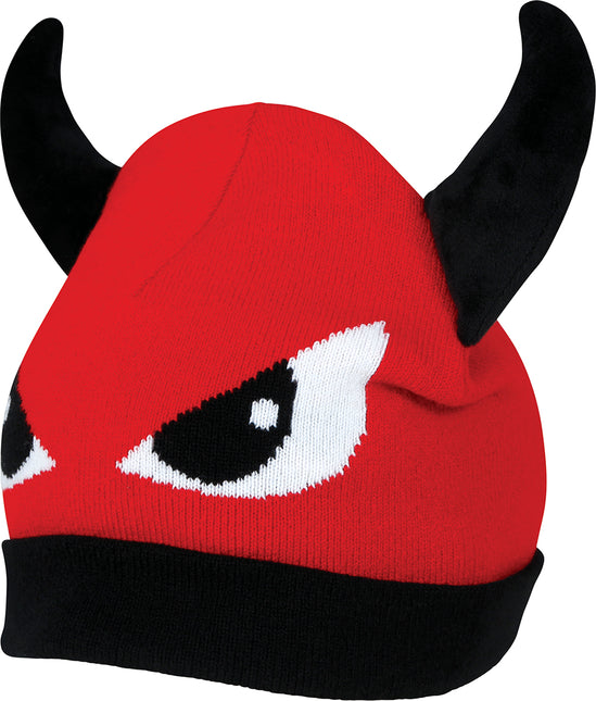 Diavolo rosso con cappello nero e occhi