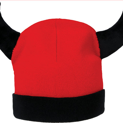 Diavolo rosso con cappello nero e occhi