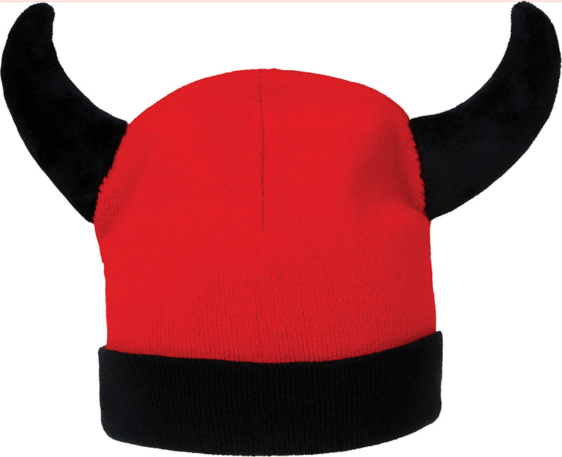 Diavolo rosso con cappello nero e occhi