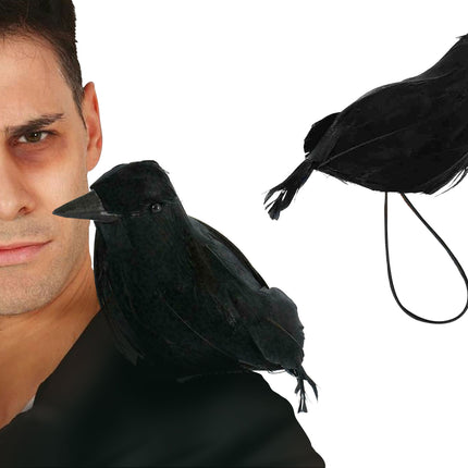 Corvo finto nero con elastico 15 cm