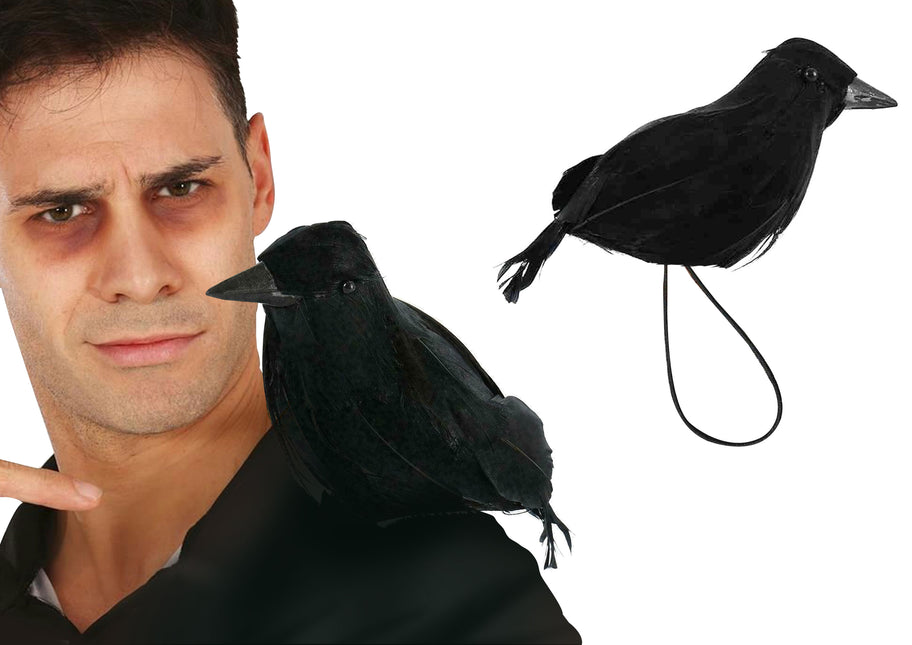 Corvo finto nero con elastico 15 cm