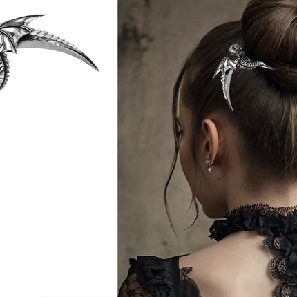 Spille per capelli Halloween Pipistrello d'argento 19 cm