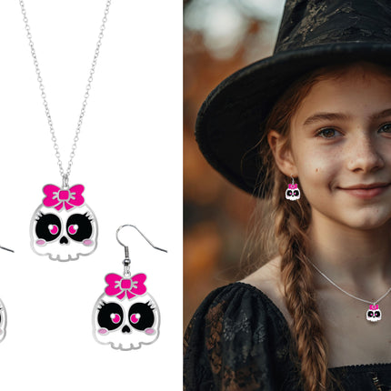 Set di accessori per Halloween Collana e orecchini Teschio