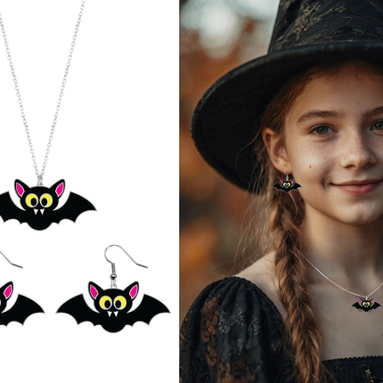 Set di accessori per Halloween Collana e orecchini a pipistrello