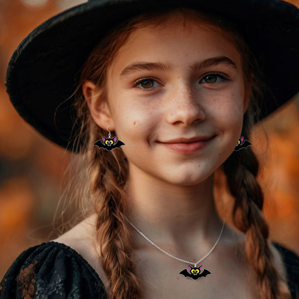 Set di accessori per Halloween Collana e orecchini a pipistrello