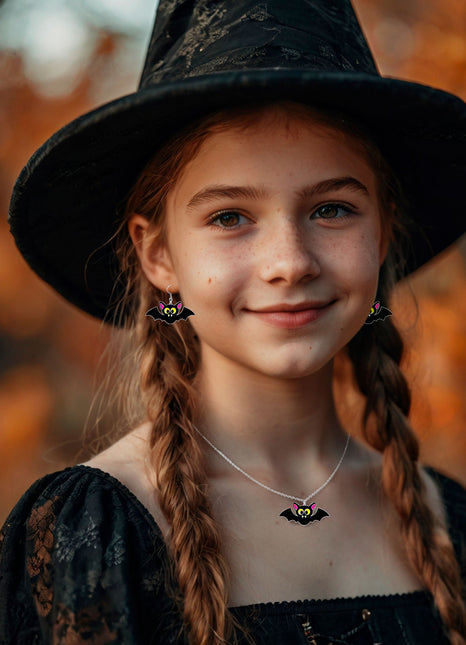 Set di accessori per Halloween Collana e orecchini a pipistrello