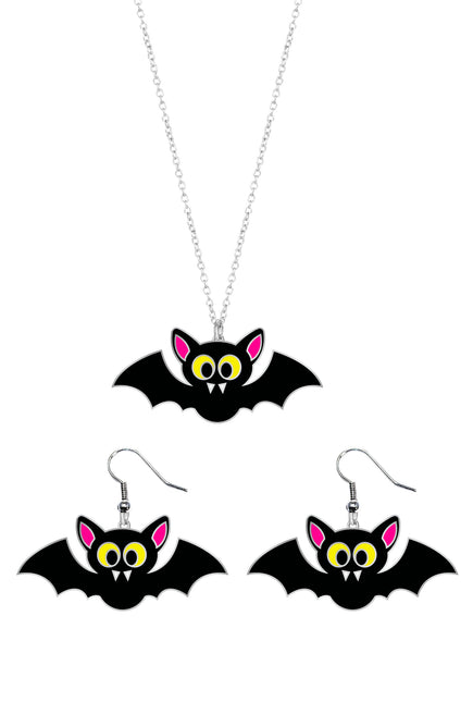 Set di accessori per Halloween Collana e orecchini a pipistrello