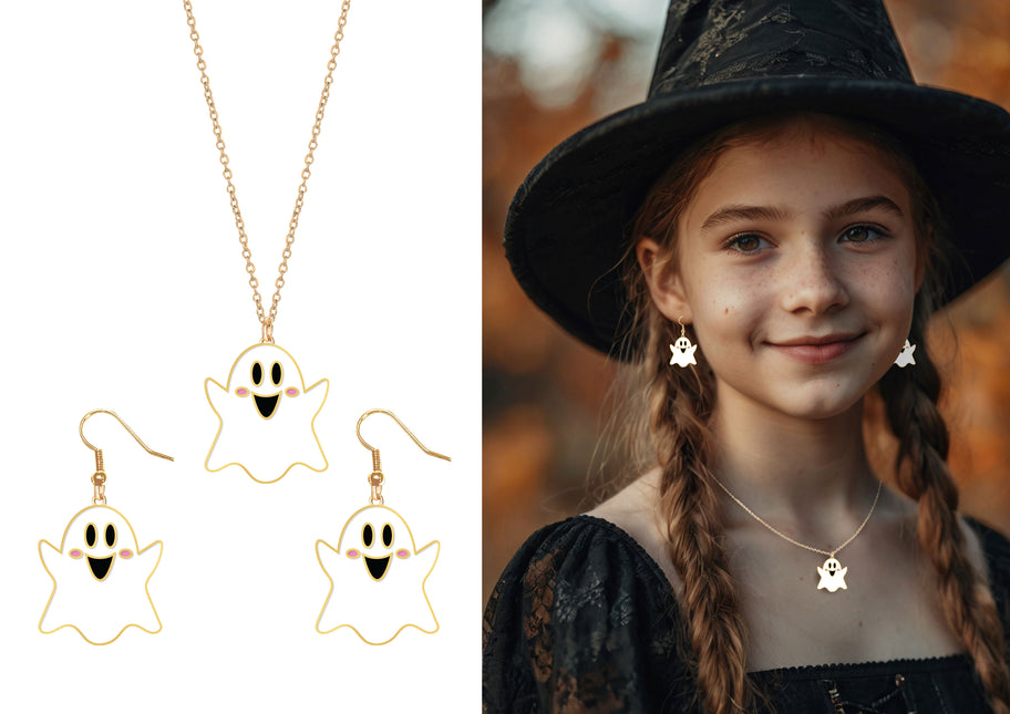 Set di accessori per Halloween Collana e orecchini Fantasma