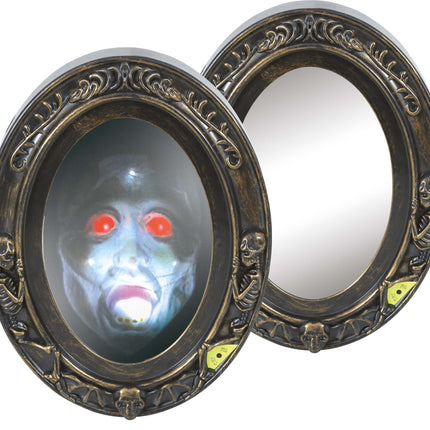 Specchio segnaletico di Halloween con luce e suono 32 cm