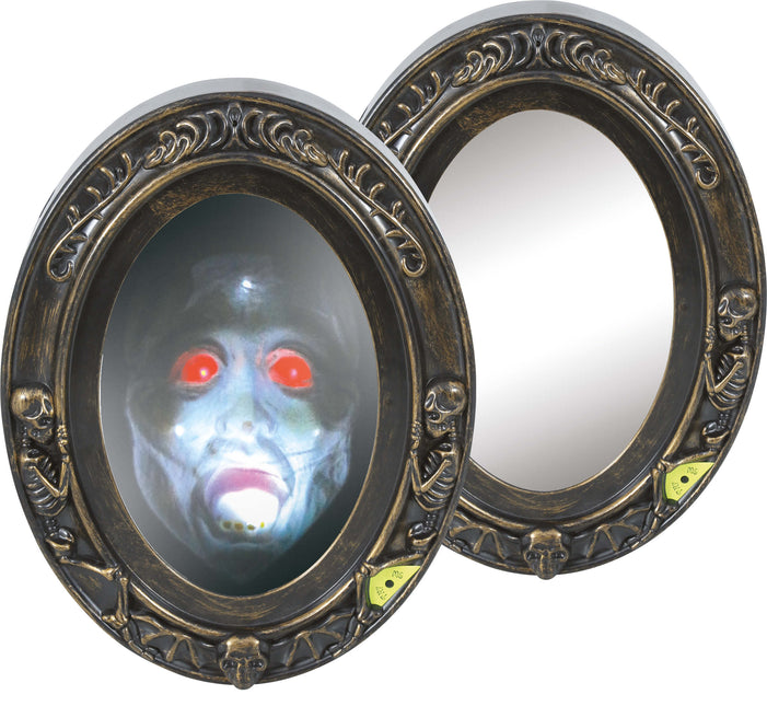 Specchio segnaletico di Halloween con luce e suono 32 cm