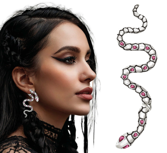 Orecchini a serpente in argento 6 cm