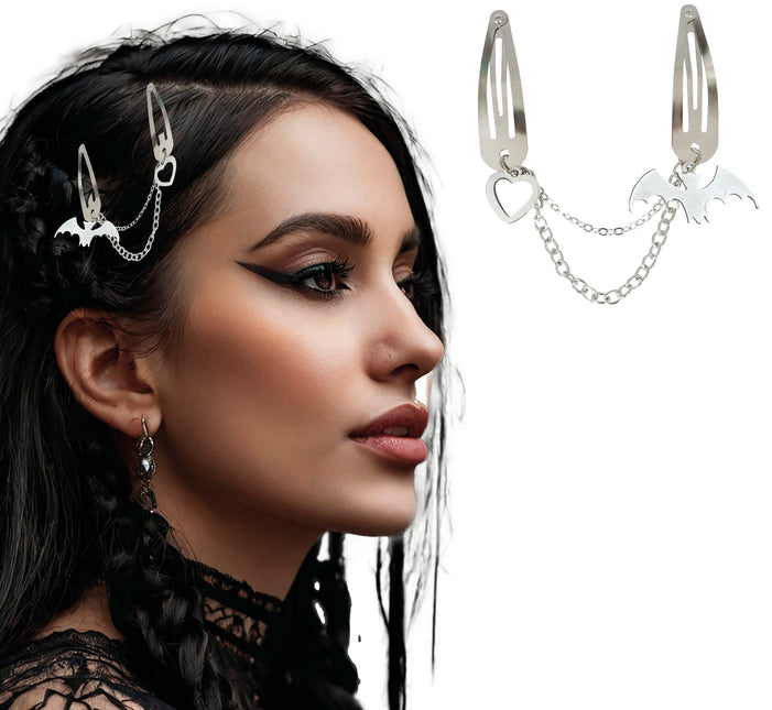 Collana fermacapelli Halloween con pipistrello e cuore