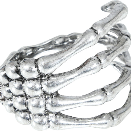 Braccialetto di Halloween Mano di scheletro in argento