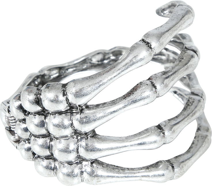 Braccialetto di Halloween Mano di scheletro in argento