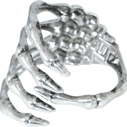 Braccialetto di Halloween Mano di scheletro in argento