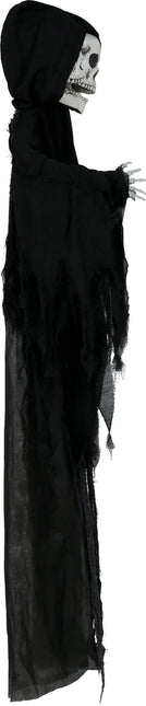 Bambola di Halloween Scheletro Nero Due Teschi Con Luce E Suono 1,7m