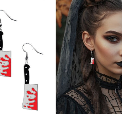 Orecchini di Halloween: coltello da macellaio
