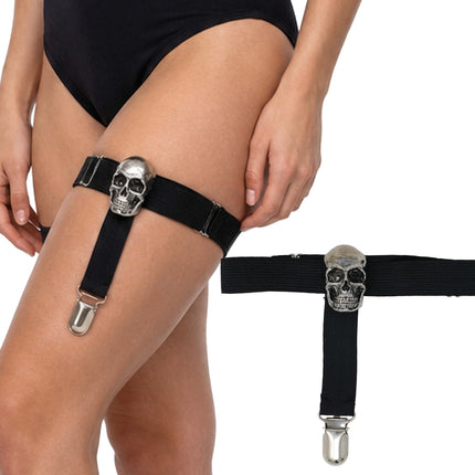 Fascia per calze di Halloween nera con teschi