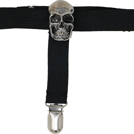 Fascia per calze di Halloween nera con teschi