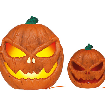 Zucca di Halloween arancione con luce, 28 cm