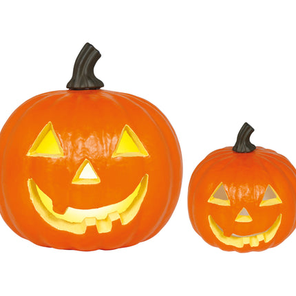 Zucca di Halloween in schiuma arancione con luce, 28 cm