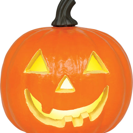 Zucca di Halloween in schiuma arancione con luce, 28 cm