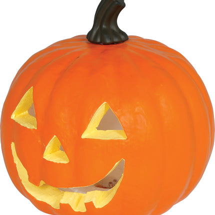 Zucca di Halloween in schiuma arancione con luce, 28 cm