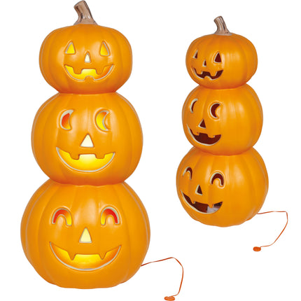 Pila di zucche di Halloween con luce, 52 cm