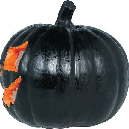 Zucca di Halloween nera con luce, 20 cm