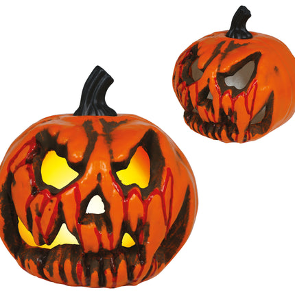 Zucca di Halloween arancione horror 20 cm