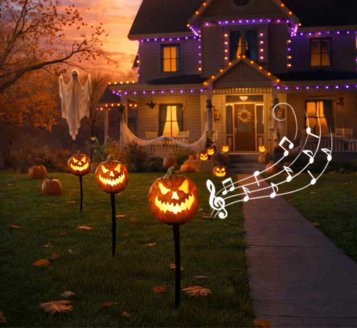 Zucca di Halloween arancione con luce e luccichio, 13 cm, 3 pezzi