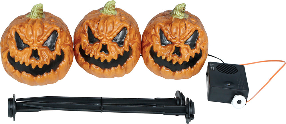 Zucca di Halloween arancione con luce e luccichio, 13 cm, 3 pezzi