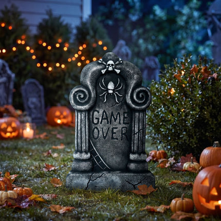 Lapide di Halloween grigia "Game Over" 42 cm