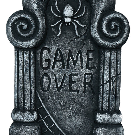 Lapide di Halloween grigia "Game Over" 42 cm