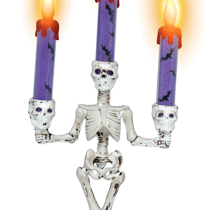 Portacandele di Halloween a forma di scheletro con luce, 35 cm