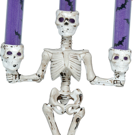 Portacandele di Halloween a forma di scheletro con luce, 35 cm