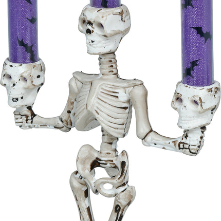 Portacandele di Halloween a forma di scheletro con luce, 35 cm