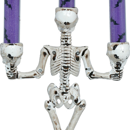 Portacandele di Halloween a forma di scheletro con luce, 35 cm