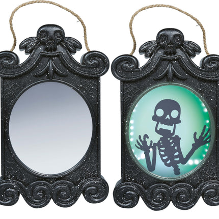 Specchio di Halloween con immagine, luce e movimento, 45 cm