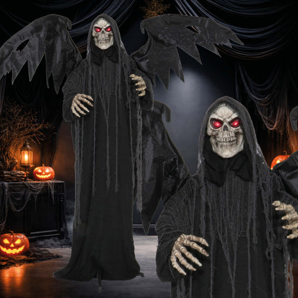 Scheletro di Halloween con luci, suoni e movimenti, 1,7 m