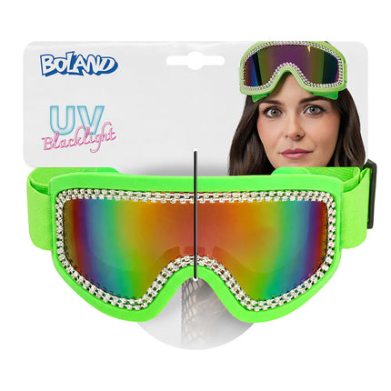 Occhiali da sci Party Rave verde neon UV