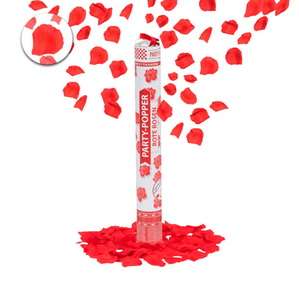 Cannone sparacoriandoli con rose rosse, 40 cm