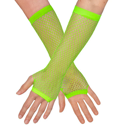Coppia di guanti con gomiti in rete, verde neon