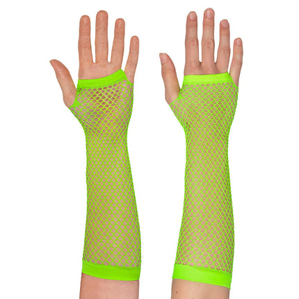 Coppia di guanti con gomiti in rete, verde neon