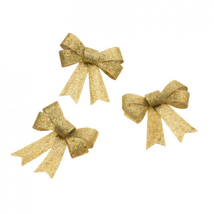 3 fiocchi dorati con stelle olografiche 10 cm x 12,7 cm