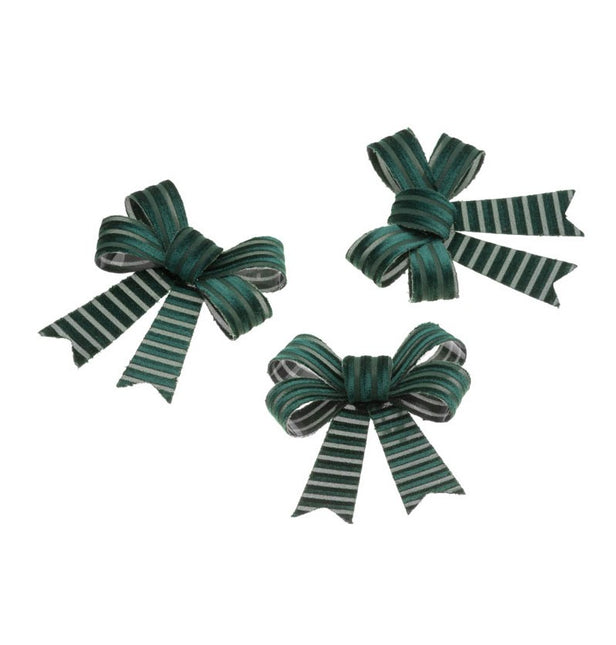 Fiocco verde scuro a righe 12,7 cm 3 pezzi