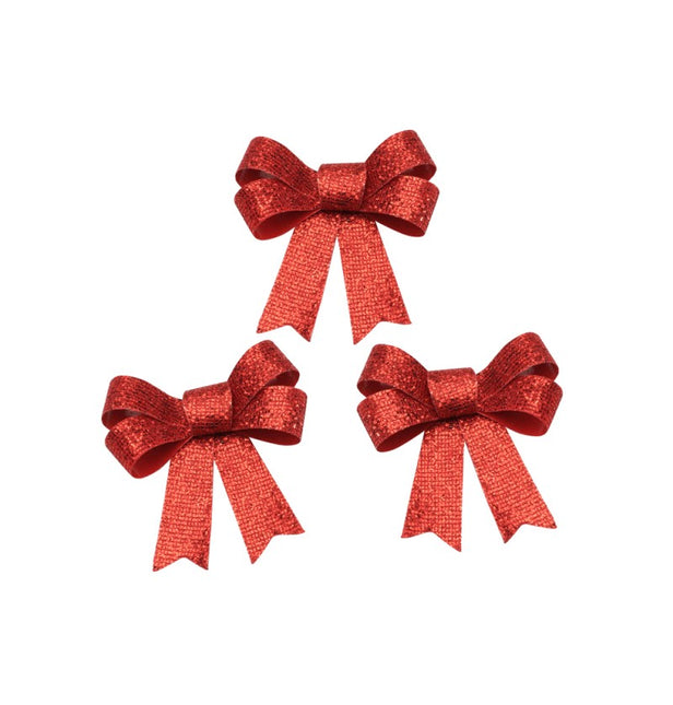 Fiocco rosso glitterato 12,7 cm 3 pezzi