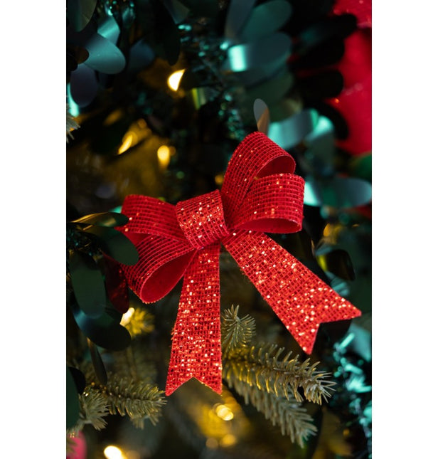 Fiocco rosso glitterato 12,7 cm 3 pezzi