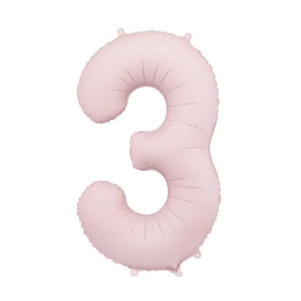 3 Jaar Cijfer Ballon Lichtroze Leeg 86cm van Partydeco koop je bij Partywinkel